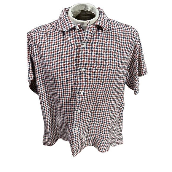 Gitman Bros Vintage Men’s XXL USA Shirt Red Blue White Textured Cotton Check - Picture 1 of 6